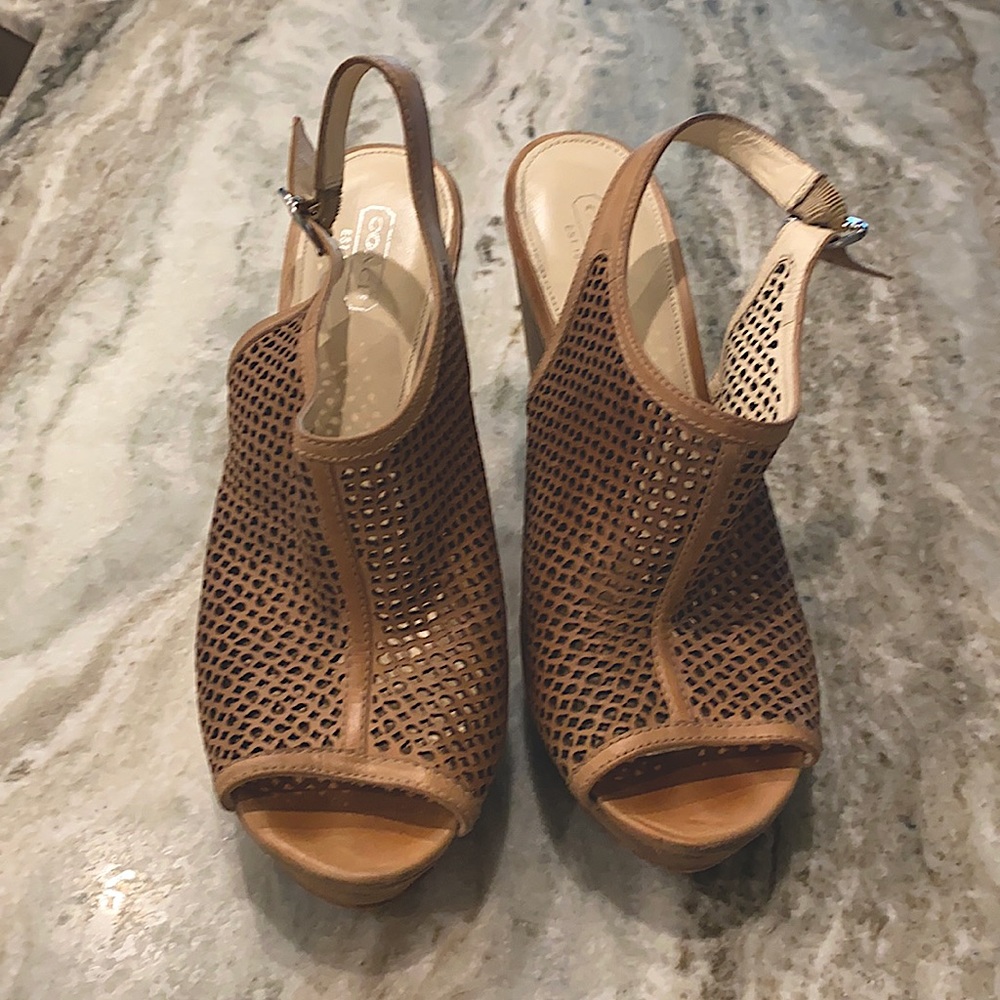 Coach Jaklyn Slingback Wedge- tan 10M